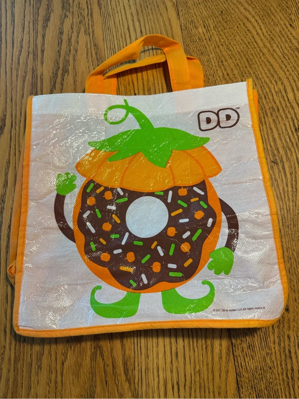 2011 Dunkin Donuts Pumpkin Kids Orange Donut Character Tote Trick or Treat Bag